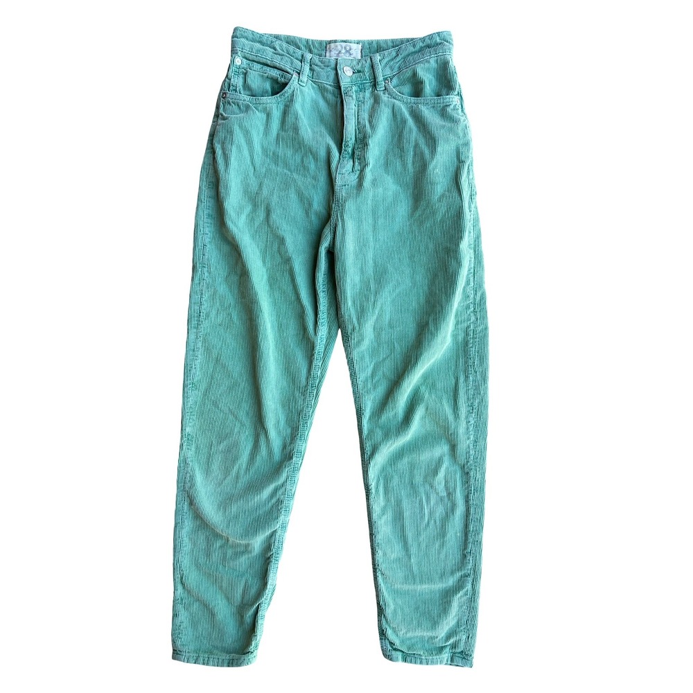 We The Free x Free People Green Corduroy High-Rise Boho Pants Tapered-Leg Sz 28